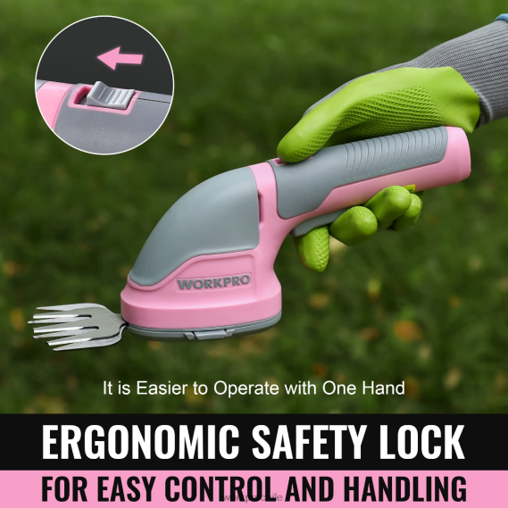 2 en 1 tijeras de podar de arbustos/cortadoras de césped inalámbricas eléctricas de mano de 3,6 v WORKPRO JDN8Z268 rosa/verde/blanco herramienta