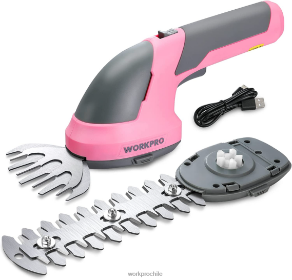 2 en 1 tijeras de podar de arbustos/cortadoras de césped inalámbricas eléctricas de mano de 7,2 v WORKPRO JDN8Z269 rosa/verde/blanco herramienta