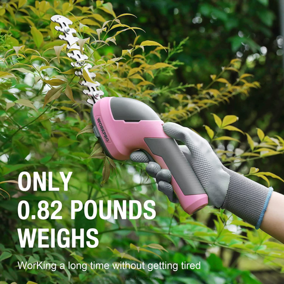 2 en 1 tijeras de podar de arbustos/cortadoras de césped inalámbricas eléctricas de mano de 7,2 v WORKPRO JDN8Z269 rosa/verde/blanco herramienta