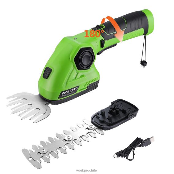 Cortadora de césped y cortadora de arbustos inalámbrica, cortasetos de mano 2 en 1, cortadora de césped eléctrica de 7,2 v, tijeras para setos WORKPRO JDN8Z297 verde blanco herramienta