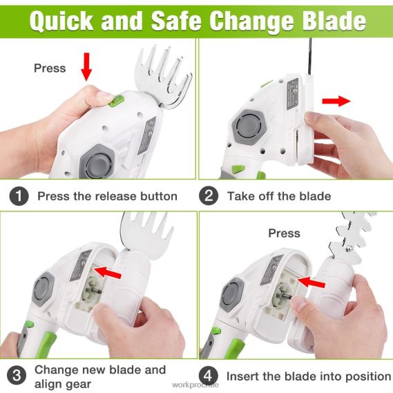 Cortadora de césped y cortadora de arbustos inalámbrica, cortasetos de mano 2 en 1, cortadora de césped eléctrica de 7,2 v, tijeras para setos WORKPRO JDN8Z297 verde blanco herramienta