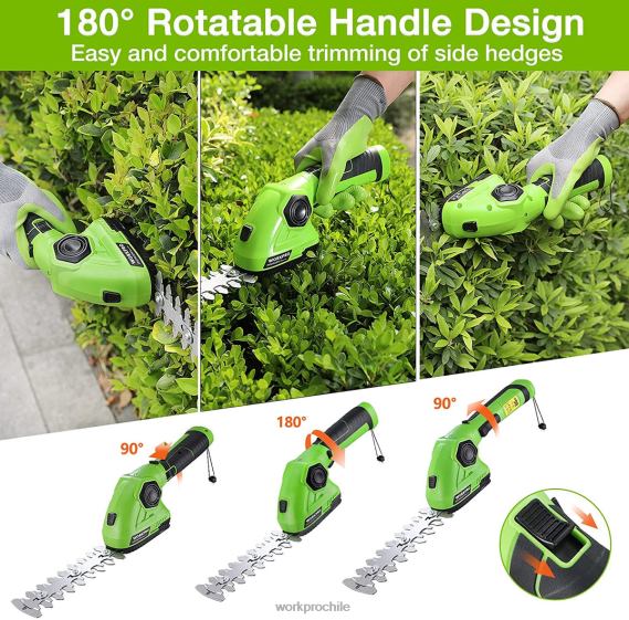 Cortadora de césped y cortadora de arbustos inalámbrica, cortasetos de mano 2 en 1, cortadora de césped eléctrica de 7,2 v, tijeras para setos WORKPRO JDN8Z297 verde blanco herramienta