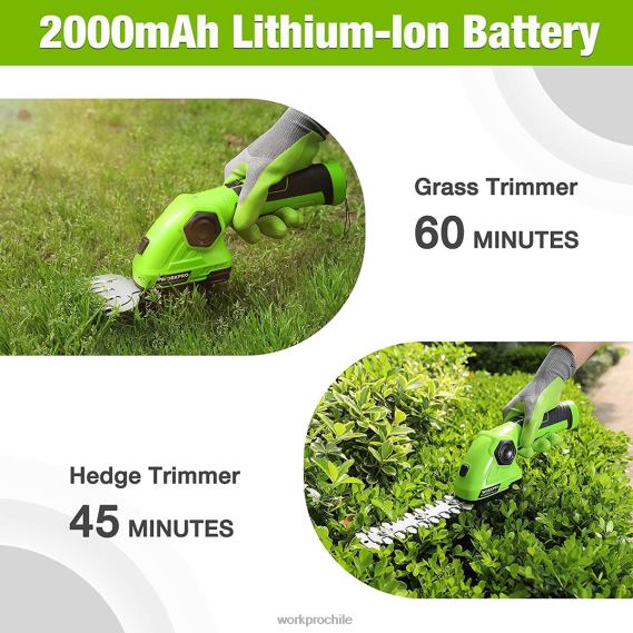 Cortadora de césped y cortadora de arbustos inalámbrica, cortasetos de mano 2 en 1, cortadora de césped eléctrica de 7,2 v, tijeras para setos WORKPRO JDN8Z297 verde blanco herramienta