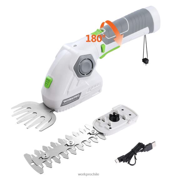 Cortadora de césped y cortadora de arbustos inalámbrica, cortasetos de mano 2 en 1, cortadora de césped eléctrica de 7,2 v, tijeras para setos WORKPRO JDN8Z297 verde blanco herramienta