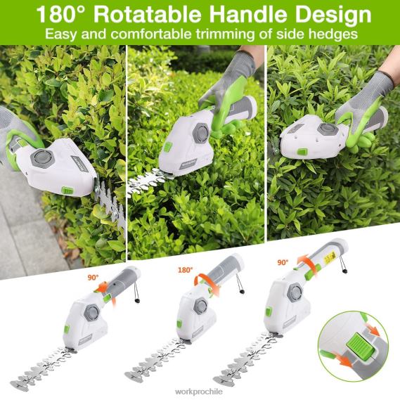 Cortadora de césped y cortadora de arbustos inalámbrica, cortasetos de mano 2 en 1, cortadora de césped eléctrica de 7,2 v, tijeras para setos WORKPRO JDN8Z297 verde blanco herramienta