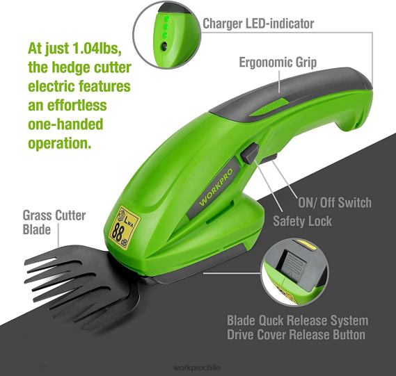 Cortasetos de mano 2 en 1, cortador de césped eléctrico de 7,2 v, tijeras para setos/cortador de césped WORKPRO JDN8Z294 moderno herramienta