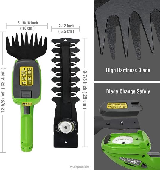 Cortasetos de mano 2 en 1, cortador de césped eléctrico de 7,2 v, tijeras para setos/cortador de césped WORKPRO JDN8Z294 moderno herramienta