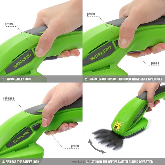 Cortasetos de mano 2 en 1, cortador de césped eléctrico de 7,2 v, tijeras para setos/cortador de césped WORKPRO JDN8Z294 moderno herramienta