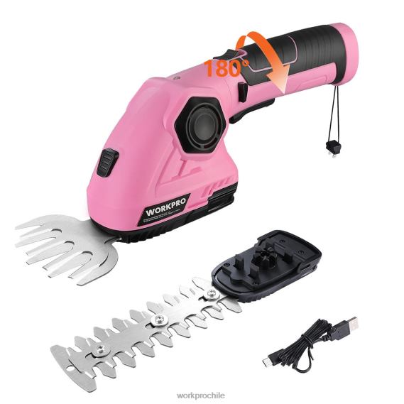 Cortasetos de mano 2 en 1, cortasetos/cortasetos eléctricos de 7,2 v WORKPRO JDN8Z266 rosa herramienta