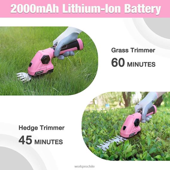 Cortasetos de mano 2 en 1, cortasetos/cortasetos eléctricos de 7,2 v WORKPRO JDN8Z266 rosa herramienta