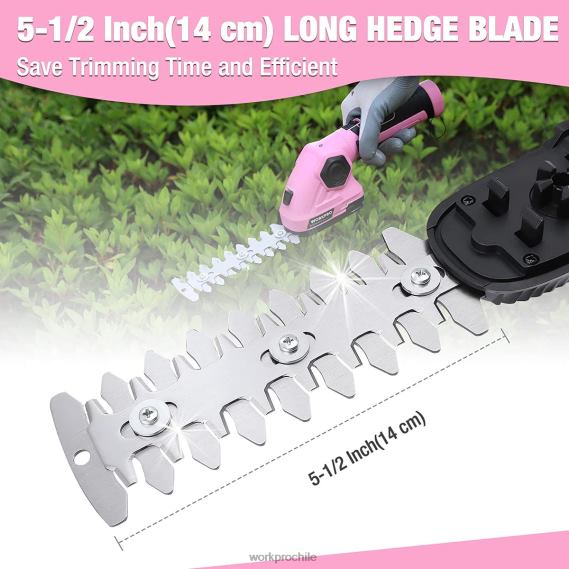 Cortasetos de mano 2 en 1, cortasetos/cortasetos eléctricos de 7,2 v WORKPRO JDN8Z266 rosa herramienta