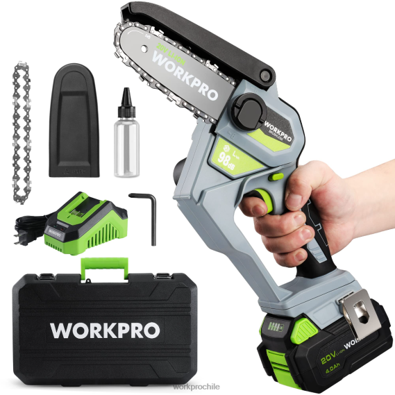 Motosierra compacta inalámbrica sin escobillas de 20v con batería de 4.0ah y cadena de repuesto WORKPRO JDN8Z298 moderno herramienta