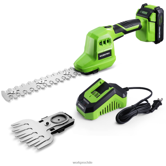 Tijera para setos y cortasetos de mano eléctrica inalámbrica 2 en 1 de 20 V, con batería de iones de litio recargable de 2,0 Ah y cargador rápido de 1 hora WORKPRO JDN8Z302 útil herramienta