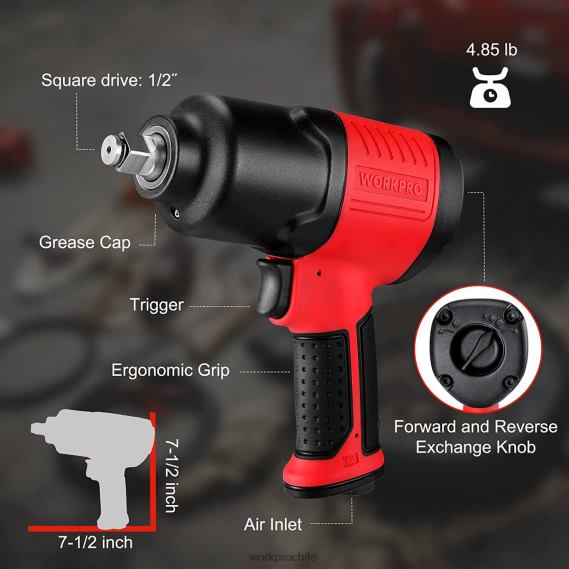 Llave de impacto neumática para cambio de neumáticos y reparación de automóviles WORKPRO JDN8Z189 útil herramienta