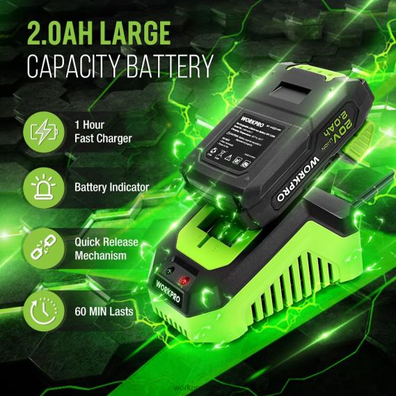 Kit de pistola de pegamento caliente inalámbrico con 12 barras de pegamento, batería de iones de litio de 20 V y 2,0 Ah WORKPRO JDN8Z165 útil herramienta