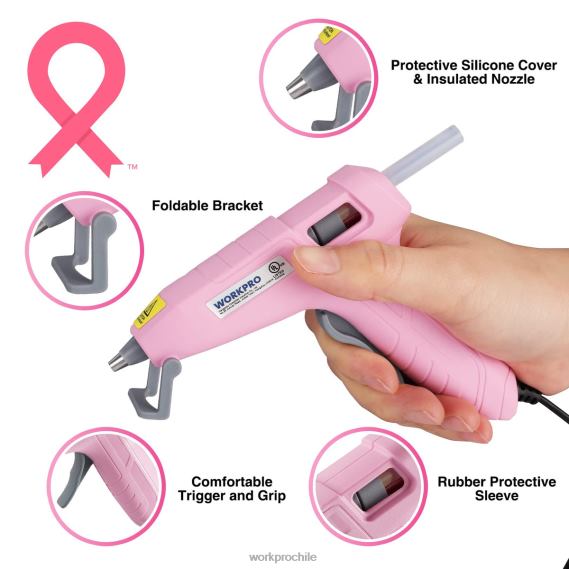 Mini kit de pistola de pegamento caliente con 20 barras de pegamento caliente WORKPRO JDN8Z162 rosa/blanco herramienta