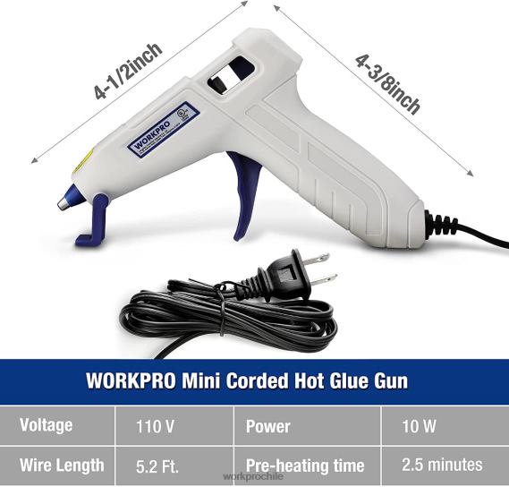 Mini kit de pistola de pegamento caliente con 20 barras de pegamento caliente WORKPRO JDN8Z162 rosa/blanco herramienta