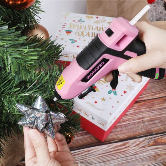 Mini pistola de pegamento inalámbrica de precalentamiento rápido y derretido con barra de pegamento premium de 20 piezas WORKPRO JDN8Z163 azul rosado herramienta