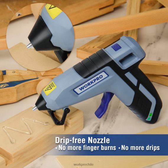 Mini pistola de pegamento inalámbrica de precalentamiento rápido y derretido con barra de pegamento premium de 20 piezas WORKPRO JDN8Z163 azul rosado herramienta
