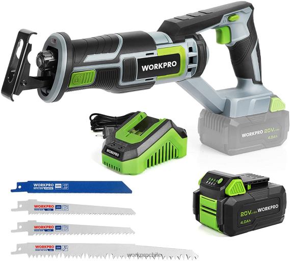 Sierra alternativa inalámbrica, 4 hojas de sierra para cortar madera y metal incluidas. WORKPRO JDN8Z184 nuevo herramienta
