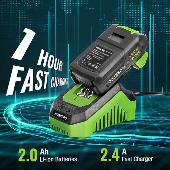 Incluye kit de taladro atornillador inalámbrico de 20 V, batería de iones de litio de 2,0 Ah, cargador rápido de 1 hora y bolsa de almacenamiento de 11 pulgadas. WORKPRO JDN8Z176 verde herramienta