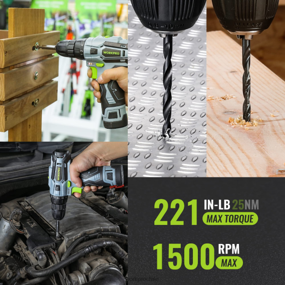 Juego de herramientas portátiles de 108 piezas con taladro eléctrico. WORKPRO JDN8Z173 rosa/gris herramienta