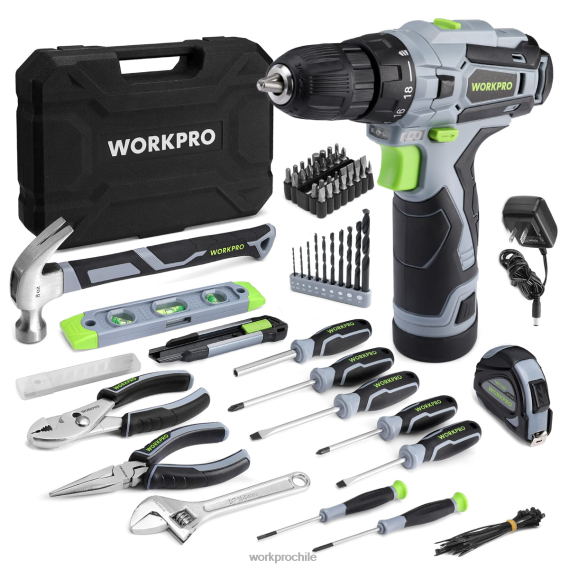 Juego de herramientas portátiles de 108 piezas con taladro eléctrico. WORKPRO JDN8Z173 rosa/gris herramienta