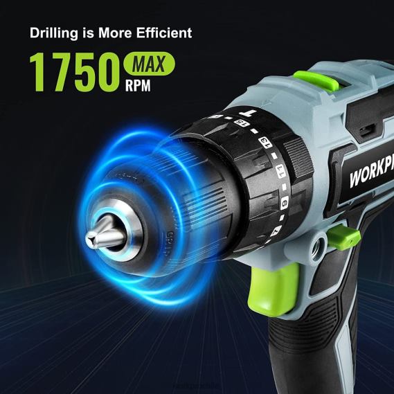 Juego de taladro inalámbrico de 20 V máximo, herramienta de taladro de impacto eléctrico con 102 piezas de accesorios, 2 baterías de iones de litio de 2,0 Ah con cargador rápido WORKPRO JDN8Z170 útil