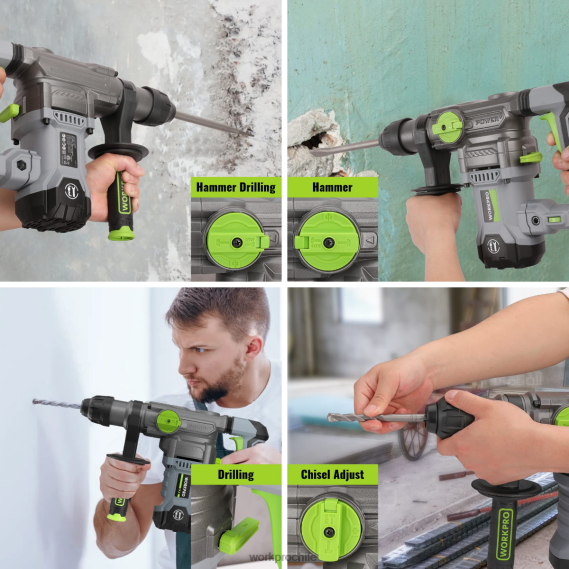 Taladro percutor rotativo sds-plus premium de 12,5 amperios y 1-1/4 pulgadas, versión con cable de alta resistencia WORKPRO JDN8Z179 útil herramienta