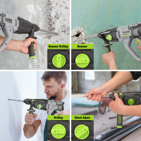 Taladro percutor rotativo sds-plus premium de 7,5 amperios y 1-1/4 pulgadas, versión ligera con cable WORKPRO JDN8Z178 útil herramienta