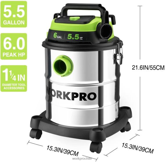 Aspiradora para taller húmedo/seco de 6 galones con filtro hepa, manguera y accesorios para recolección de polvo en el hogar y el lugar de trabajo WORKPRO JDN8Z213 moderno herramienta