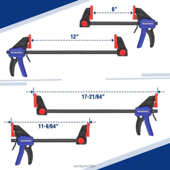 6 abrazaderas para barra de carpintería. WORKPRO JDN8Z115 útil herramienta