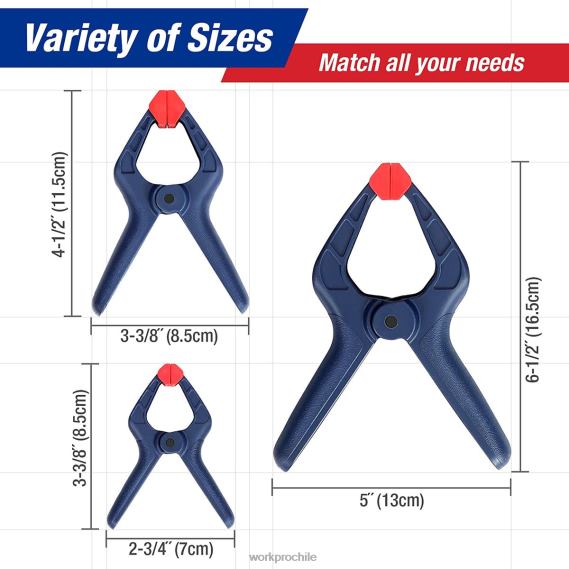 Juego de abrazaderas de resorte de nailon de 16 piezas para estudios de fotografía de carpintería y trabajos de bricolaje WORKPRO JDN8Z119 azul herramienta