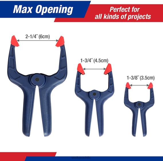 Juego de abrazaderas de resorte de nailon de 16 piezas para estudios de fotografía de carpintería y trabajos de bricolaje WORKPRO JDN8Z119 azul herramienta