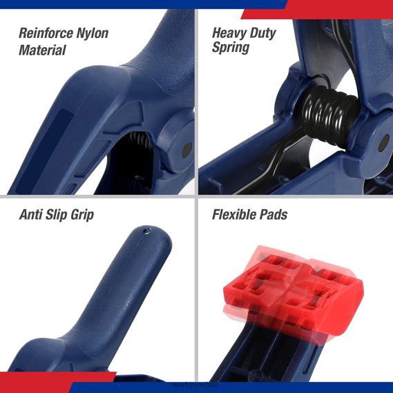 Juego de abrazaderas de resorte de nailon de 16 piezas para estudios de fotografía de carpintería y trabajos de bricolaje WORKPRO JDN8Z119 azul herramienta