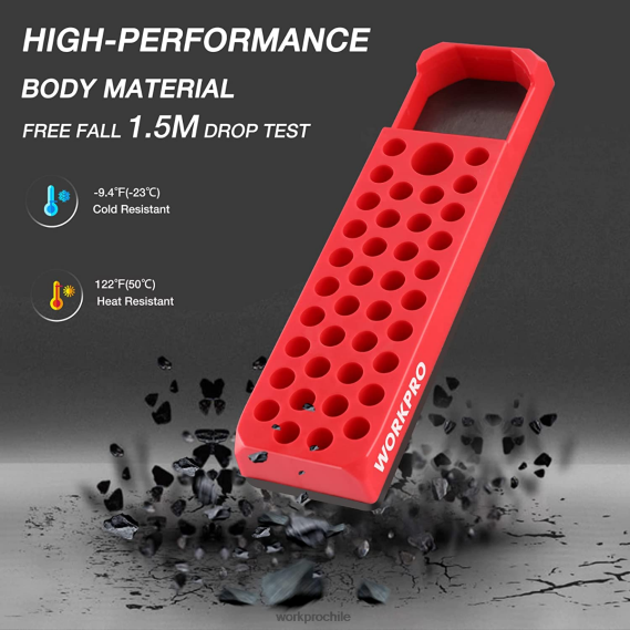 Destornillador magnético hexagonal de 39 orificios, organizador de brocas para broca hexagonal de 1/4 de pulgada y adaptador de broca de accionamiento WORKPRO JDN8Z132 rojo azul herramienta