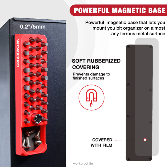 Destornillador magnético hexagonal de 39 orificios, organizador de brocas para broca hexagonal de 1/4 de pulgada y adaptador de broca de accionamiento WORKPRO JDN8Z132 rojo azul herramienta