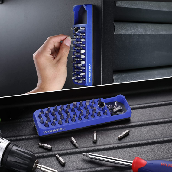 Destornillador magnético hexagonal de 39 orificios, organizador de brocas para broca hexagonal de 1/4 de pulgada y adaptador de broca de accionamiento WORKPRO JDN8Z132 rojo azul herramienta