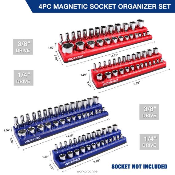 Juego de 4 organizadores magnéticos para receptáculos. WORKPRO JDN8Z134 moderno herramienta