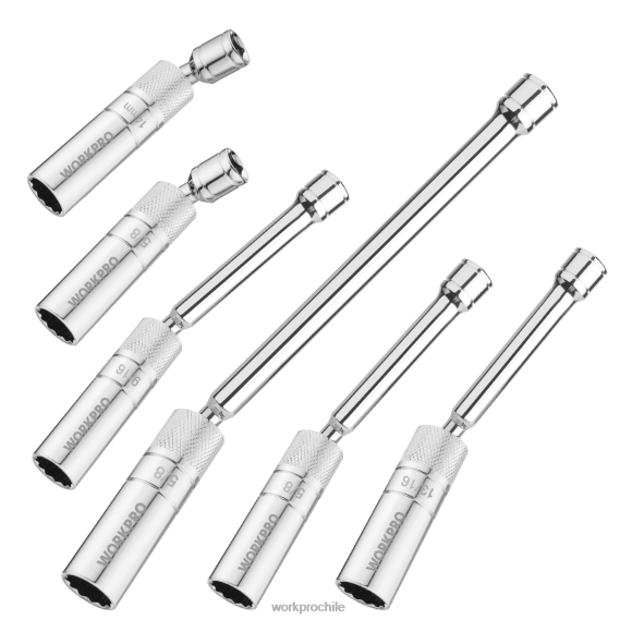Juego de 6 enchufes de pared delgados de 9/16 pulgadas, 5/8 pulgadas, 13/16 pulgadas y 14 mm con extensiones de 4, 6 y 11 pulgadas, juego de enchufes giratorios magnéticos para bujías WORKPRO JDN8Z139