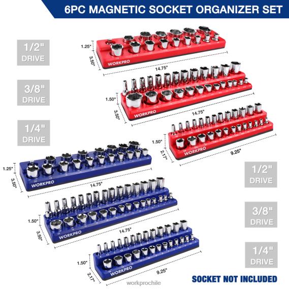 Juego de 6 organizadores magnéticos para receptáculos. WORKPRO JDN8Z126 moderno herramienta