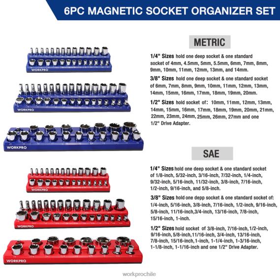 Juego de 6 organizadores magnéticos para receptáculos. WORKPRO JDN8Z126 moderno herramienta