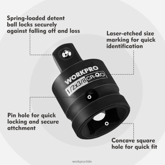 Juego de adaptador y reductor de vaso de impacto de 4 piezas, kit de conversión de llave WORKPRO JDN8Z94 útil herramienta