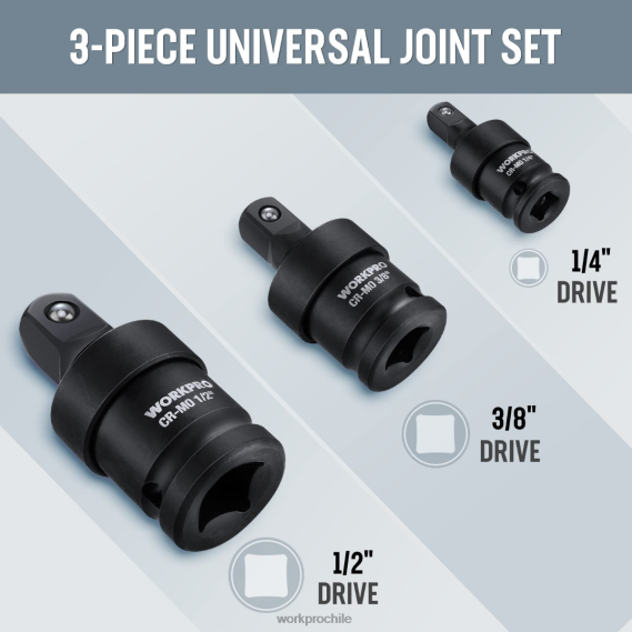 Juego de juntas universales de impacto de 3 piezas WORKPRO JDN8Z148 útil herramienta