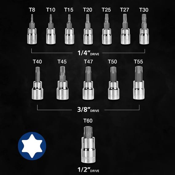 Juego de llaves de vaso con puntas Torx de 13 piezas (solo para uso manual) WORKPRO JDN8Z127 moderno herramienta
