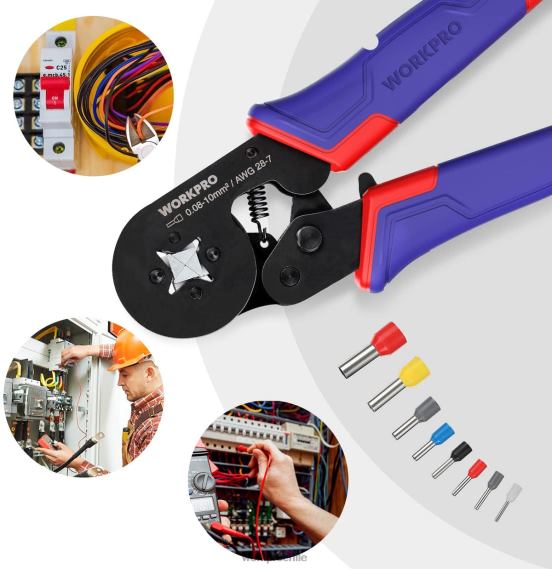 Kit de herramientas para prensar férulas, herramienta para prensar cables de trinquete autoajustable awg 28-7 WORKPRO JDN8Z161 moderno herramienta