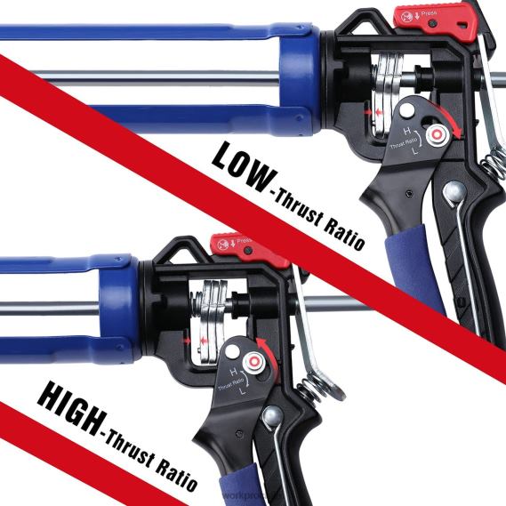 Pistola de calafateo con relación de empuje ajustable para tubos de calafateo estándar WORKPRO JDN8Z135 útil herramienta