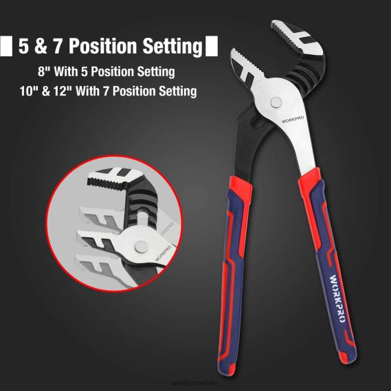 Juego de alicates para juntas de ranuras multiusos ajustables de 3 piezas WORKPRO JDN8Z68 nuevo herramienta