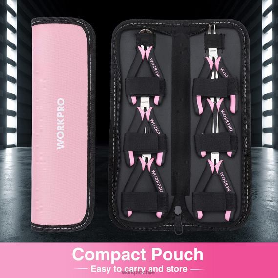 Juego de mini alicates de 6 piezas con bolsa. WORKPRO JDN8Z65 rosa herramienta