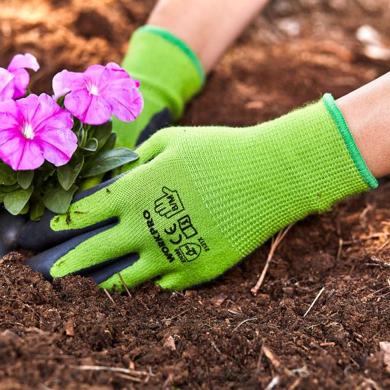 2 pares de guantes de trabajo de jardín con palma recubierta de látex ecológico y pantalla táctil para desherbar, cavar, rastrillar y podar WORKPRO JDN8Z273 nuevo herramienta